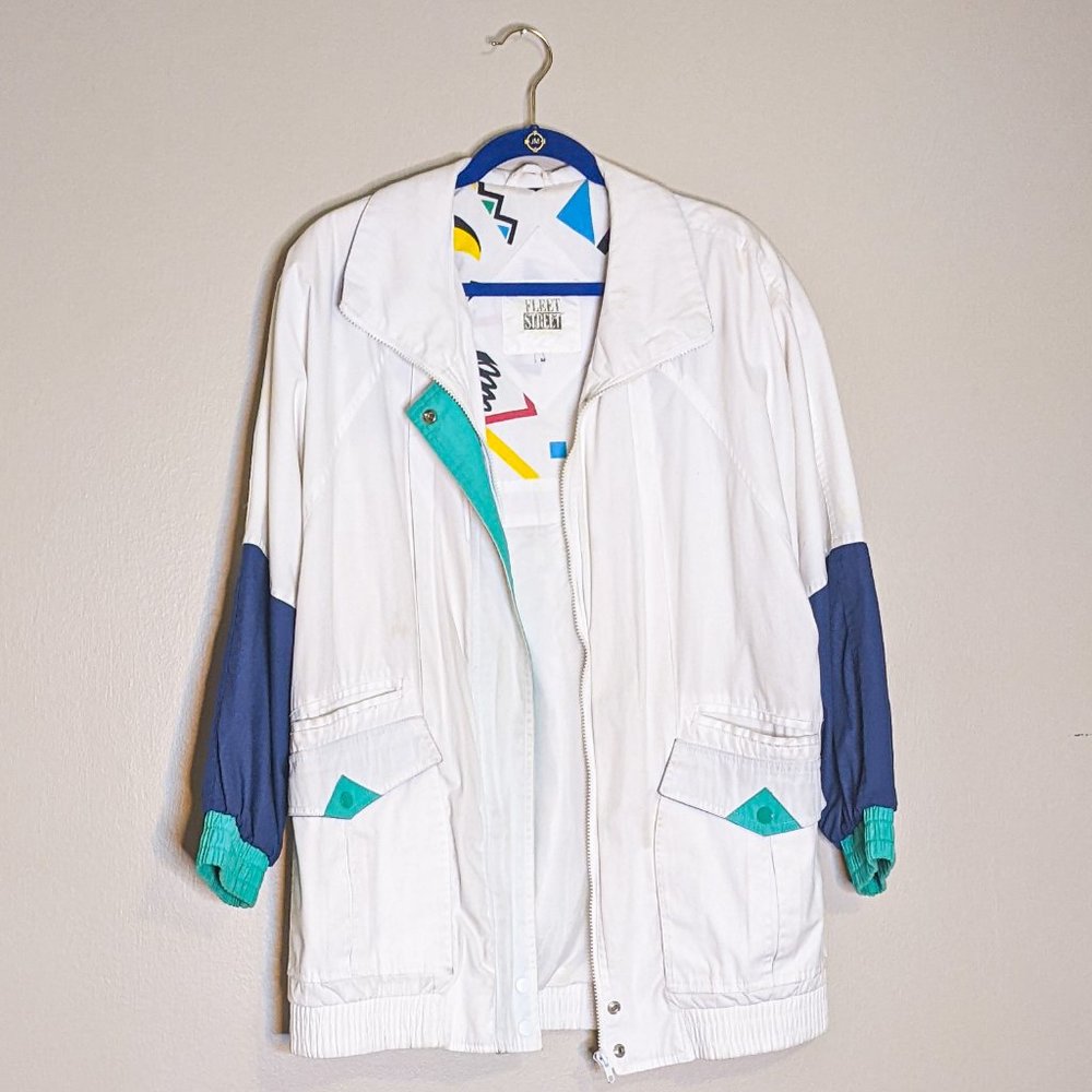 Fleet Street Vintage 80s White Jacket - Size M